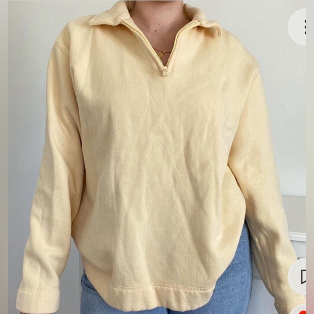 Vintage Geoffrey Beene Half Zip Pullover - Pastel Yellow